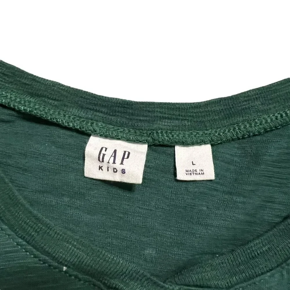 Gap Kids L Green Long Sleeved Star Henley Shirt